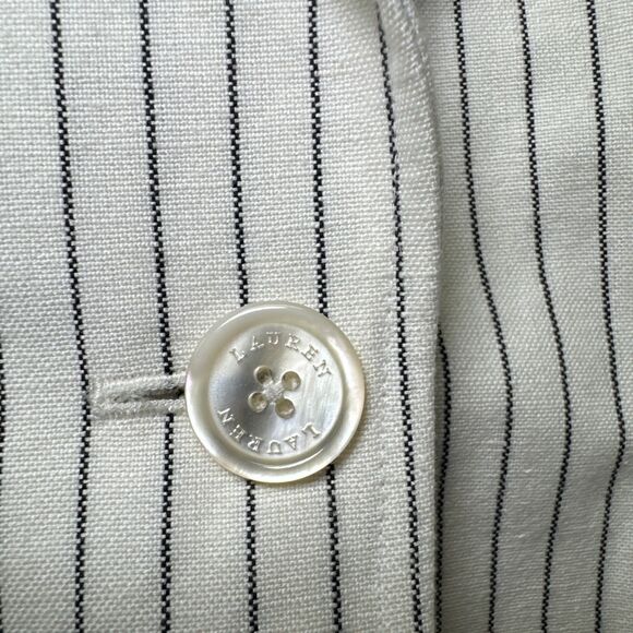 Lauren Ralph Lauren Blazer Women 14 White/Black Vertical Stripe 1-Button - Picture 4 of 7